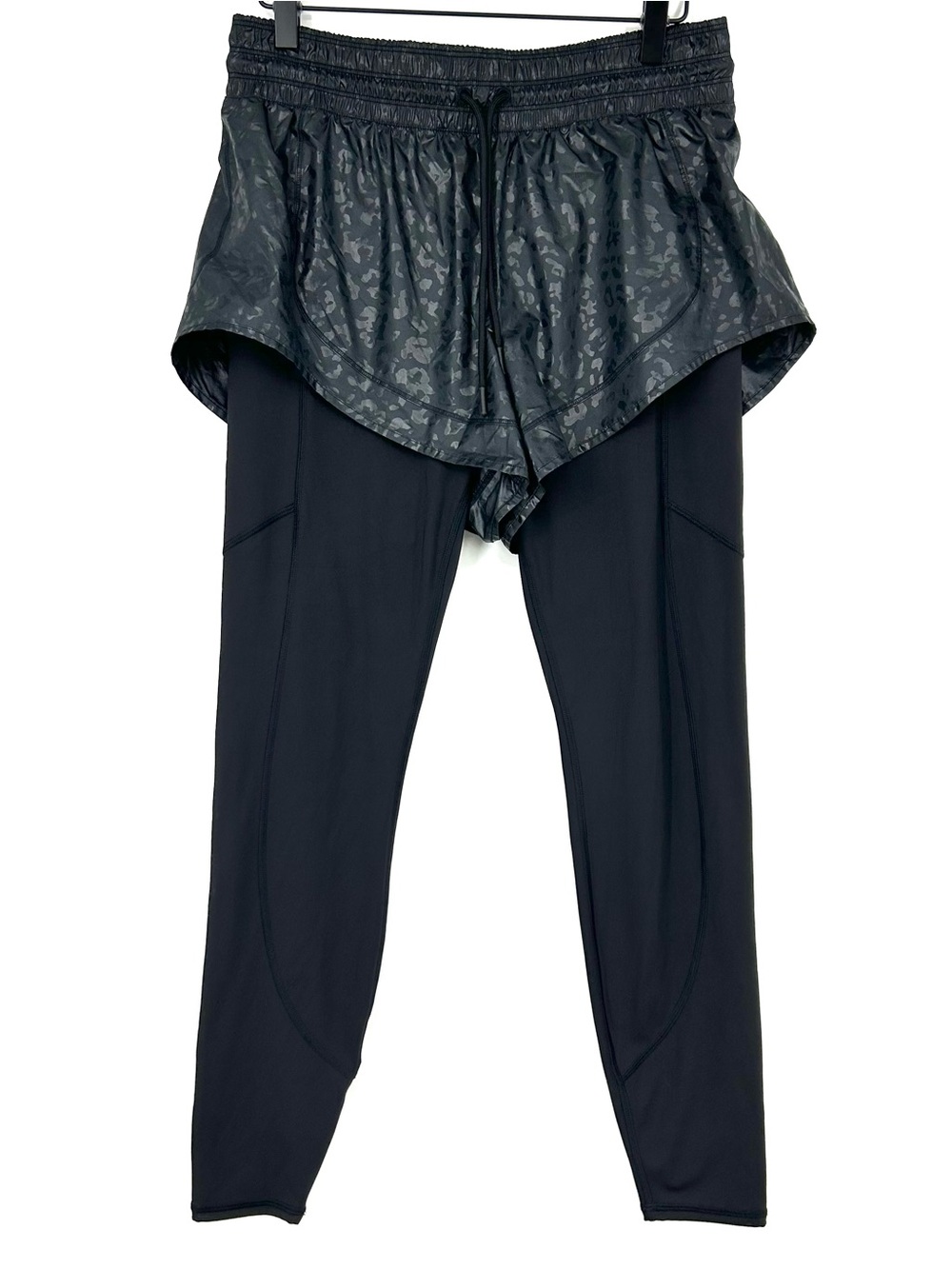 Athleta Rainier 2 in 1 Tight Leggings Shorts Combo Black